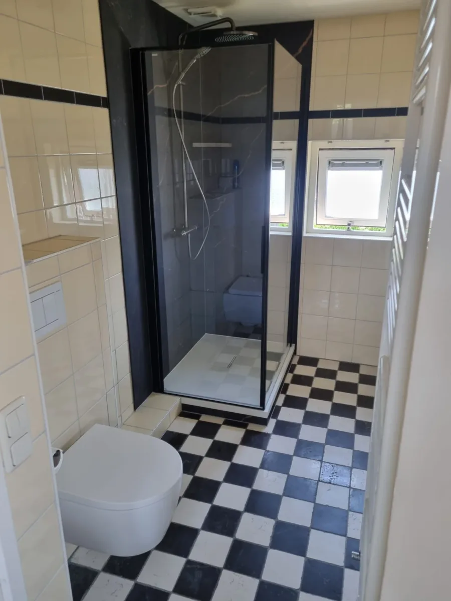 Douchecabine met voegloze wandplaten geplaatst – bad eruit – ergonomisch stijl – Rhenen (foto 2)
