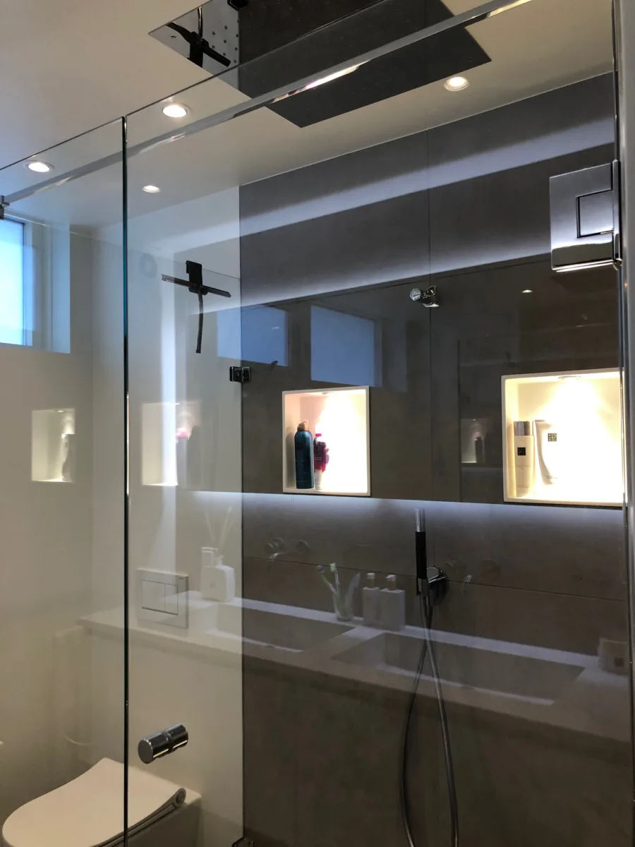 Greige badkamer met stucwerk – modern stijl – Amerongen (foto 14)