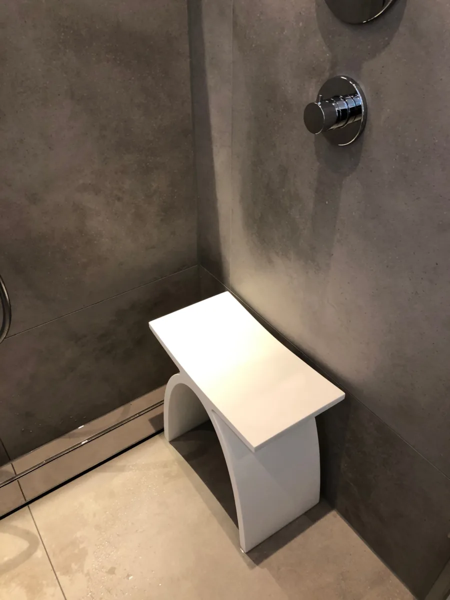 Greige badkamer met stucwerk – modern stijl – Amerongen (foto 7)