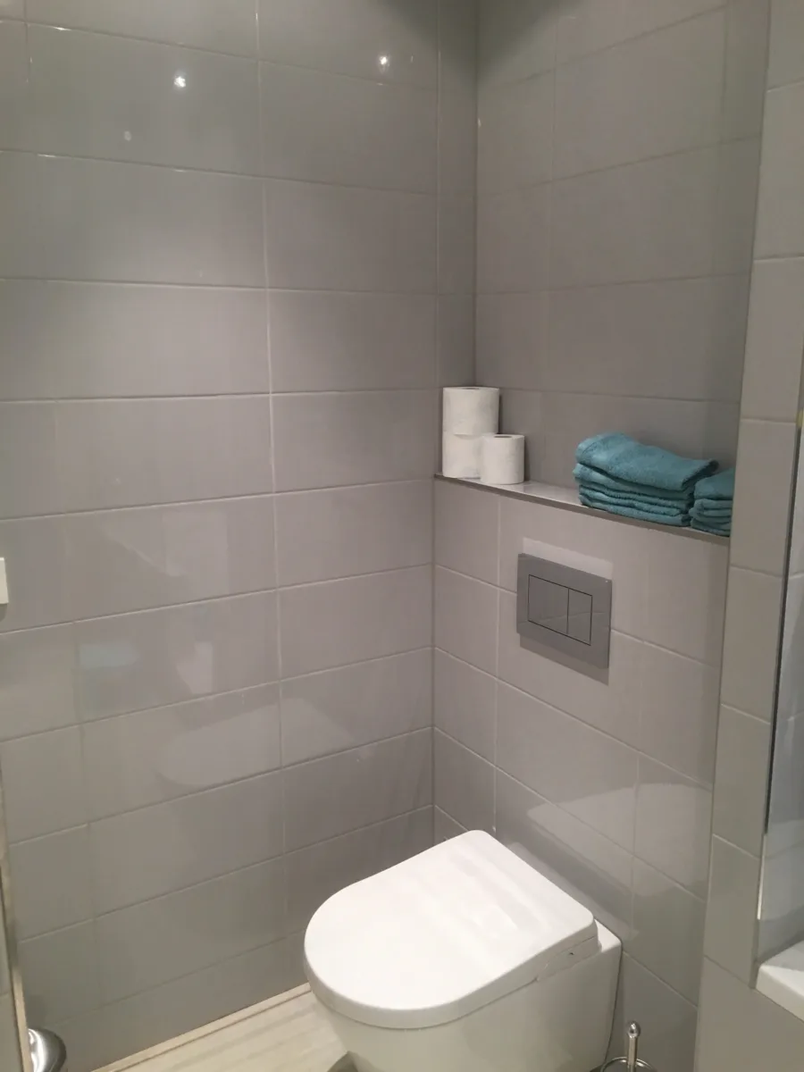 Badkamer met inloopbad-douche (bad met deur) – badkamers met hout stijl – Doorwerth (foto 4)