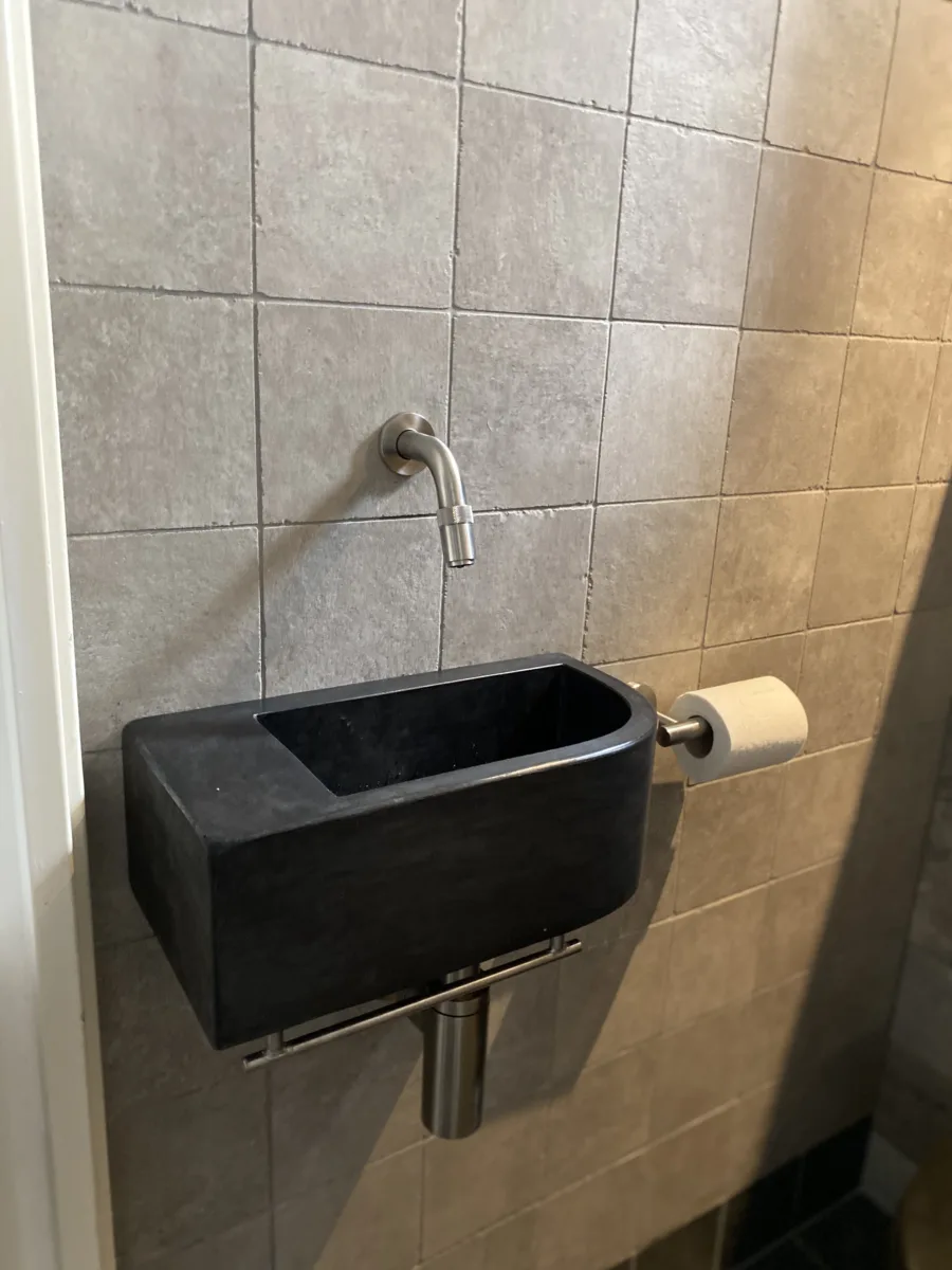 Toiletruimte met zwart toilet – karakteristiek stijl – Rhenen (foto 5)