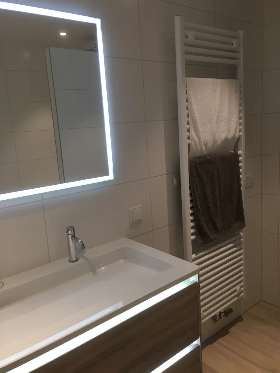 Toilet toevoegen in nieuwe badkamer (renovatie) – badkamers met hout stijl – Nieuwegein (foto 4)