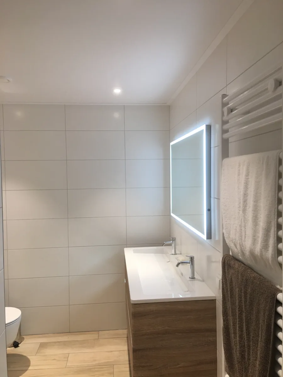 Toilet toevoegen in nieuwe badkamer (renovatie) – badkamers met hout stijl – Nieuwegein (foto 3)