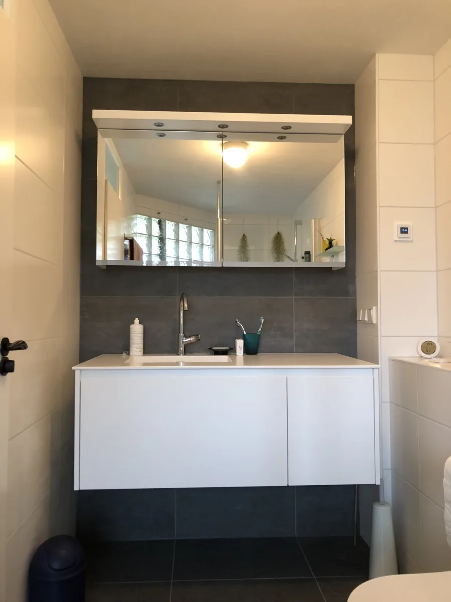 Inpandige badkamer vergroot met glasblokken – retro stijl – Bunnik (foto 7)