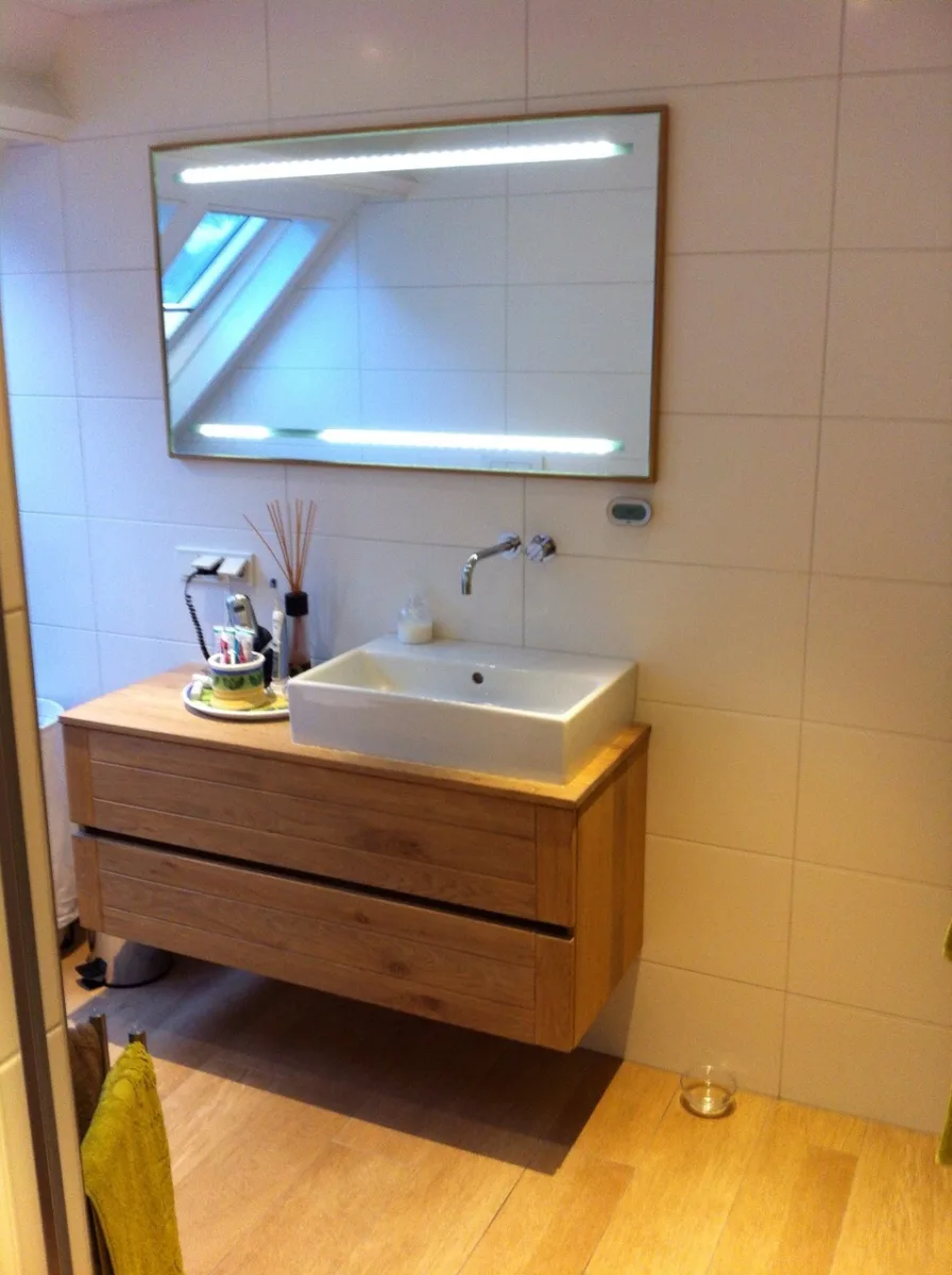 Badkamer maatwerk eikenhout en stoomdouche – wellness stijl – Rhenen
