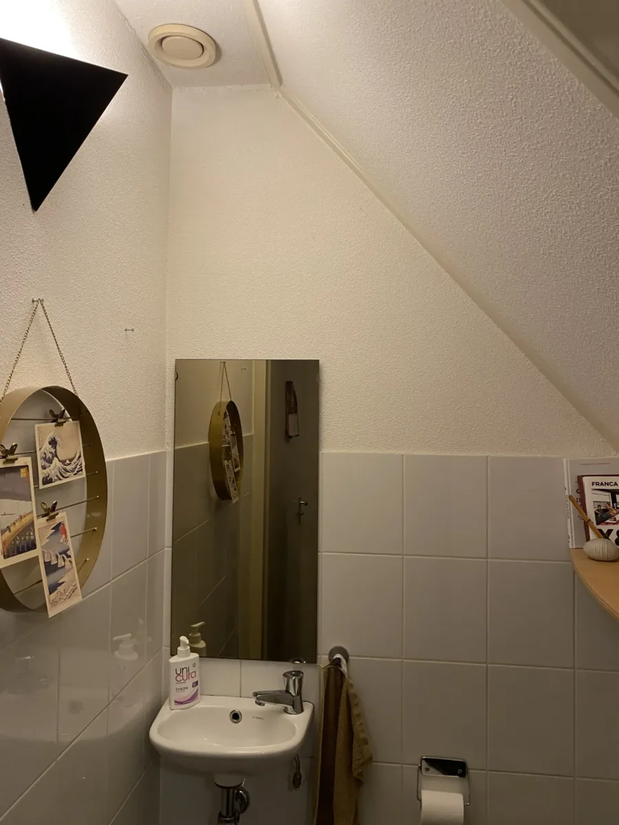 Badkamer met muur, nisdeur en gasten toilet – modern stijl – Nijmegen (foto 10)