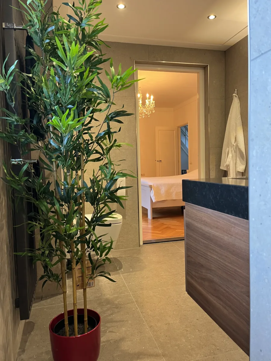 Badkamer natuursteen wastafel – natuurlijk stijl – Oosterbeek (foto 11)