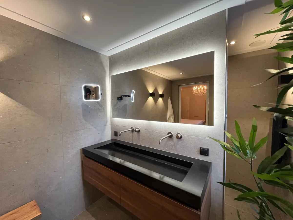 Badkamer natuursteen wastafel – natuurlijk stijl – Oosterbeek (foto 6)