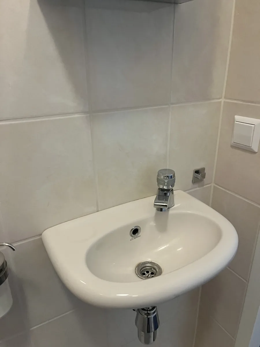 Badkamer met blauwe accenten en inloopdouche met grijs rookglas – modern stijl – Elst (foto 21)